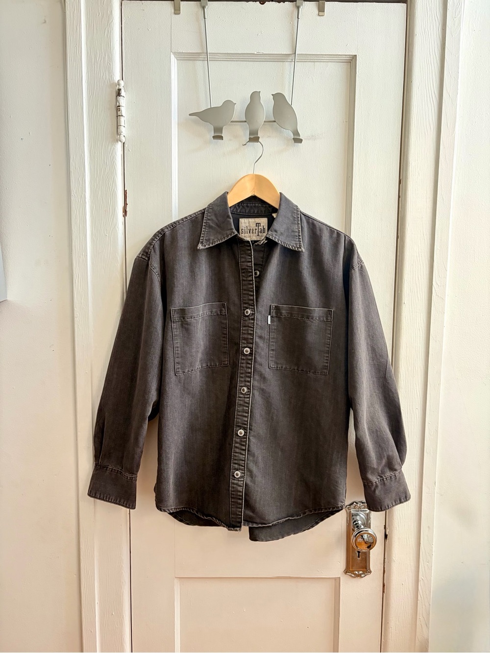 Levi's Oversized Charcoal Gray Button-Front Shirt Jacket